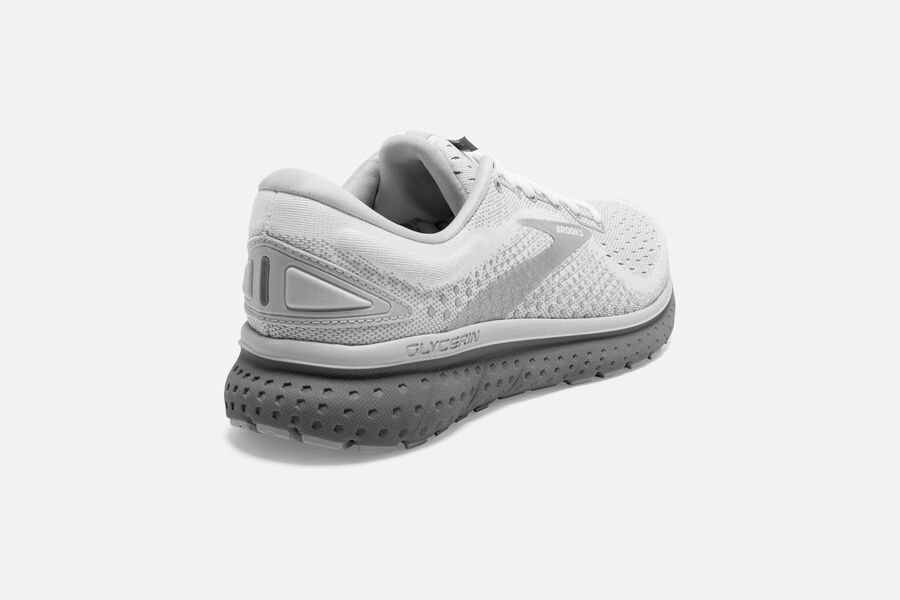 Brooks Glycerin 18 Road Running Shoes Womens White/Grey 659278-BWR